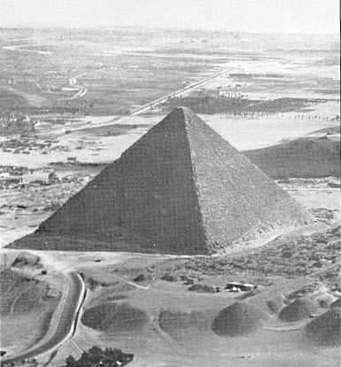 Aerial view of the awesome Great Pyramid of Giza