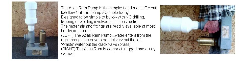 Atlas ram pump..sturdy reliable, 
inexpensive.